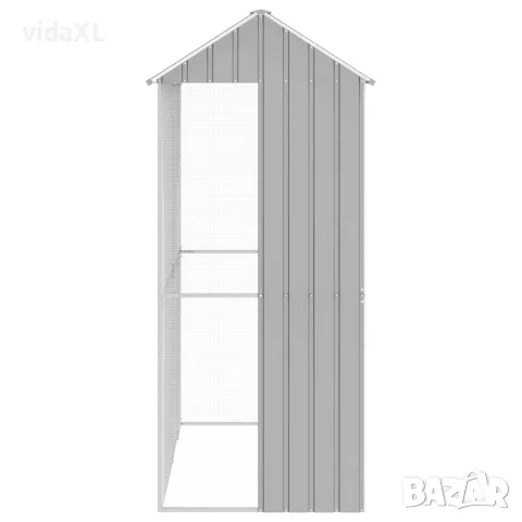 vidaXL Клетка за птици Сив 215 x 110 x 247 см Галванизирана стомана, снимка 5 - За птици - 56147056