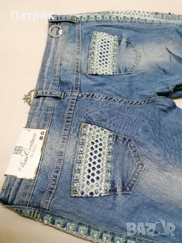 Дамски дънки с камъни и перли, снимка 4 - Дънки - 31499299