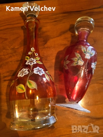 гарафи Бохемия ръчно рисувани..., снимка 2 - Антикварни и старинни предмети - 52572729