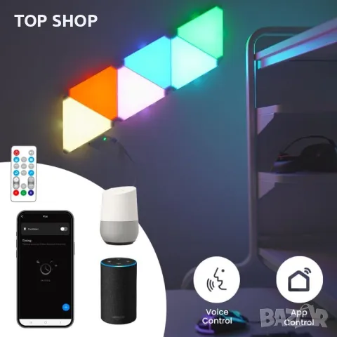ValueLights Smart RGBIC триъглни панели, DIY LED светлини, 6 броя, снимка 2 - Лед осветление - 49488038