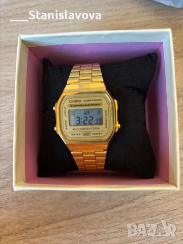 Ретро дигитален часовник Casio Vintage A168 (Златист цвят)- Отлично състояние , снимка 3 - Водоустойчиви - 55925530