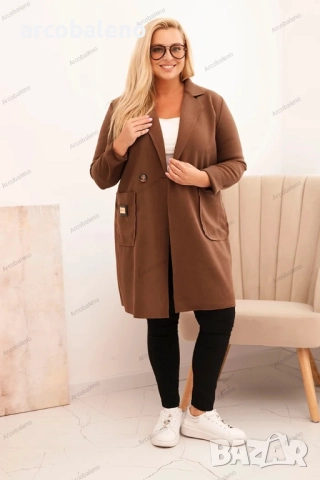 Елегантно дамско палто Plus Size с яка и големи джобове, 8цвята , снимка 3 - Палта, манта - 51458388