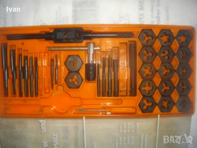 НОВ СТАРО КАЧЕСТВО М3-М12 НЕМСКИ РЕЗБОНАРЕЗЕН КОМПЛЕКТ ПЛАШКИ И МЕТЧИЦИ ЗА ВЪНШНИ/ВЪТРЕШНИ РЕЗБИ, снимка 8 - Други инструменти - 48922599