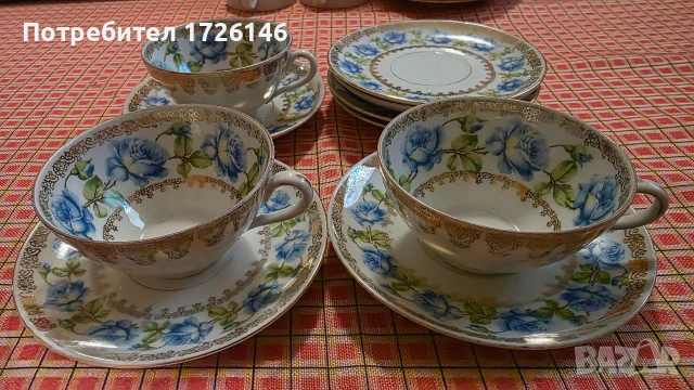 Сет 3 бр. и чинийки 4бр. от фин костен порцелан с позлата на MZ Altrohlau CMR Чехословакия , снимка 2 - Сервизи - 54038563
