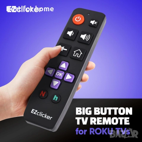 Roku Резервно дистанционно за телевизор – Съвместимо САМО с Roku TV, Големи бутони, Лесно за употреб, снимка 4 - Дистанционни - 53165630