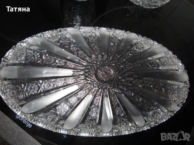 Бохемия кристален поднос;купа;ваза ; чиния  и пепелник от една серия, снимка 4 - Чинии - 49701871