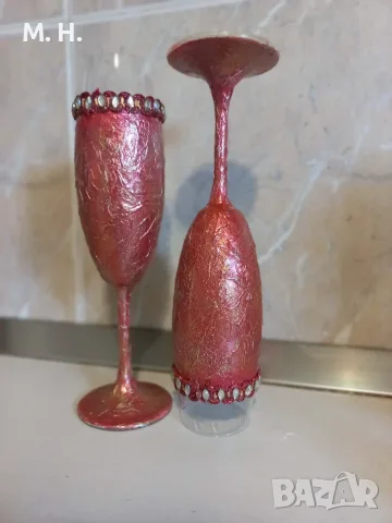 Ръчно декорирани чаши за шампанско , снимка 5 - Чаши - 56072066