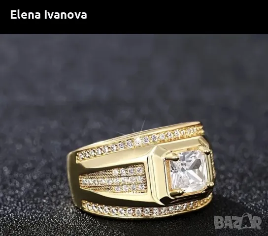 Златист пръстен от висококачествена медицинска стомана, снимка 2 - Пръстени - 49483639