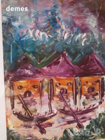  Атлантически океан-картина с маслени бои от Африка-1, снимка 3 - Картини - 31889983