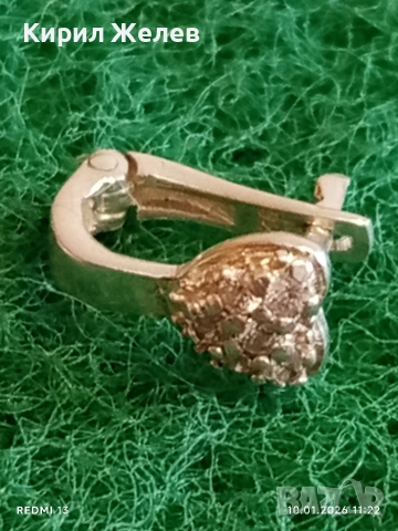 Нежна сребърна обеца във формата на сърце с инкрустирани кристали 53064, снимка 4 - Обеци - 53051904