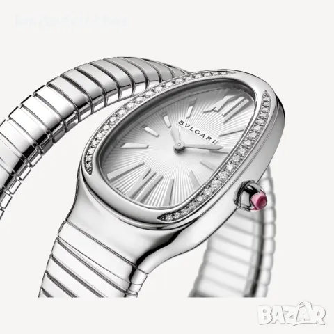BVLGARI Serpenti Tubogas Snake Silver Diamonds Дамски Часовник, снимка 3 - Дамски - 48870370