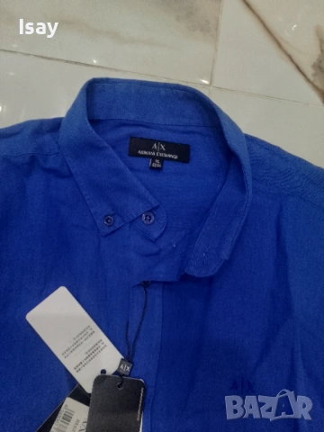 Мъжка риза Армани ХЛ последен размер 100% лен, снимка 3 - Ризи - 53919080
