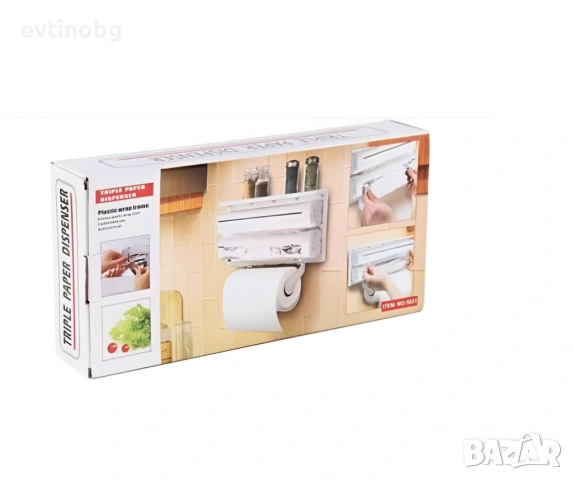 Поставка за кухненска хартия и фолио Triple paper, Цвят: Бяло, снимка 4 - Аксесоари за кухня - 54043393