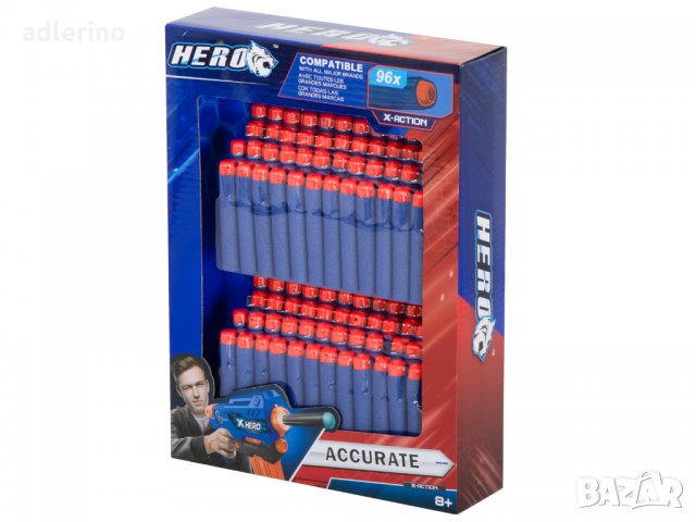 Комплект от 96 броя NERF патрони, стрели за автоматични карабини НЕРФ, снимка 6 - Коли, камиони, мотори, писти - 34458703