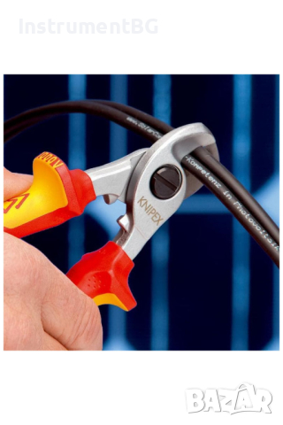 Ножици за кабели изолирани с многокомпонентни ръкохватки KNIPEX 95 16 165 SB / 165 mm  / VDE 1000V , снимка 3 - Клещи - 44806653