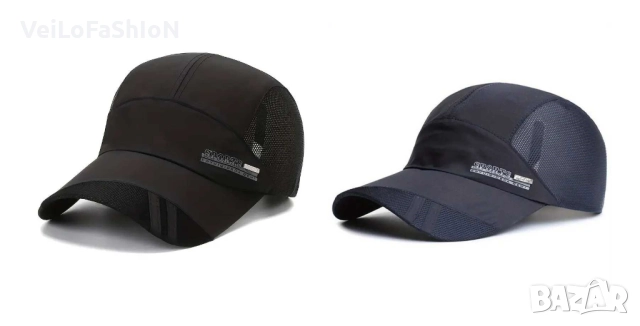 Нова дишаща шушлякова шапка с козирка SPORT в черен цвят