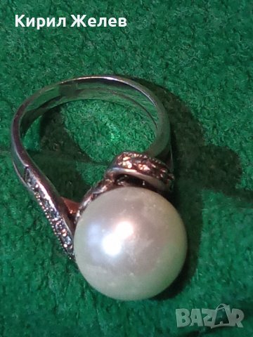 СКЪПОЦЕНЕН БЕЛ ЕПОК СТИЛ СРЕБЪРЕН ПРЪСТЕН РОДИРАНО СРЕБРО 925 с ОГРОМЕН БИСЕР и ЦИРКОНЧЕТА 26838, снимка 18 - Пръстени - 40574721