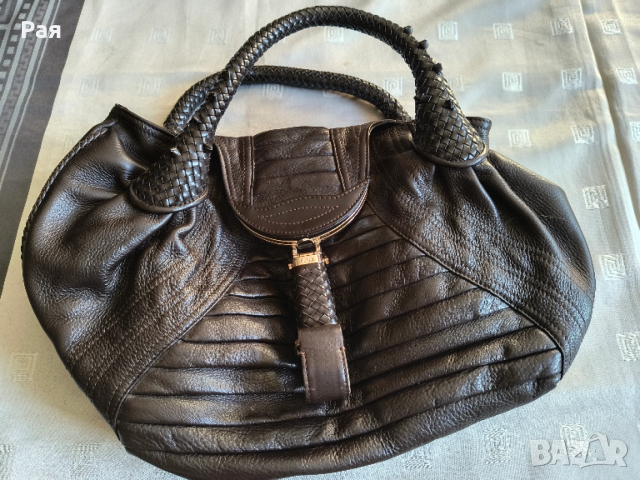 Фенди Кафява кожена чанта Fendi Spy , снимка 7 - Чанти - 54235353