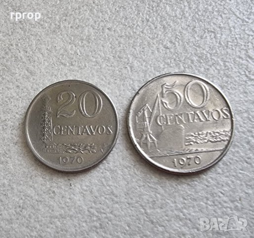 Монети. Бразилия. 20 и 50 цента. 1970 г. Стара серия.