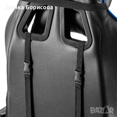 Геймърски стол с поставка за крака – черно-син, въртящ, с масажна функция и спортен дизайн, снимка 5 - Столове за офис - 53241848