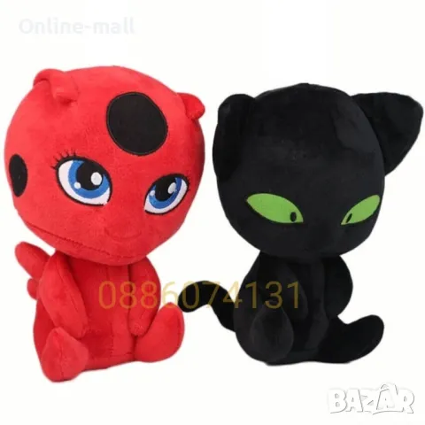 Плюшена играчка Tikki и Plagg Калинката и Черния Котарак, 25см, снимка 2 - Плюшени играчки - 47703026