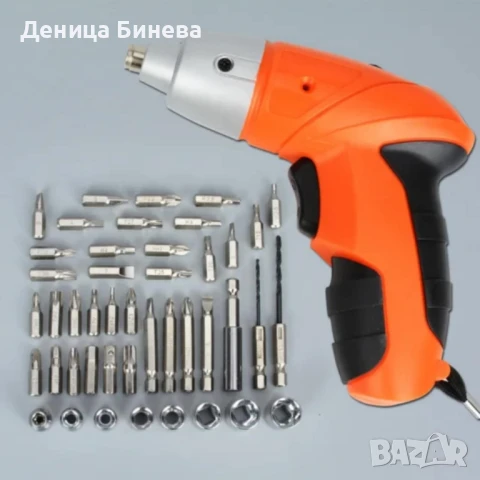 Компактен акумулаторен винтоверт 4.8V с 45 части, снимка 4 - Винтоверти - 50886736