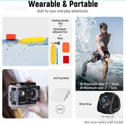 Neewer - 50 в 1 - комплект за екшън камера - GoPro Hero11, 10, 9 8 7 GoPro Max, Fusion Insta360 Osmo, снимка 4 - Чанти, стативи, аксесоари - 40374997