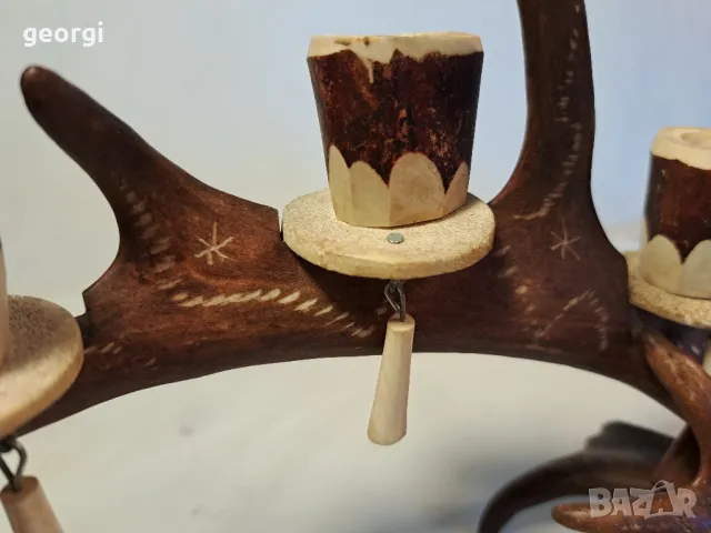 гравиран свещник от еленов рог уникат     25/4, снимка 7 - Декорация за дома - 50144699
