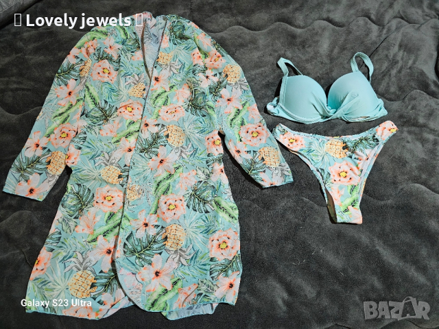 Бански половинки пареро горнище и долнище синьо цветно, снимка 3 - Бански костюми - 44737635