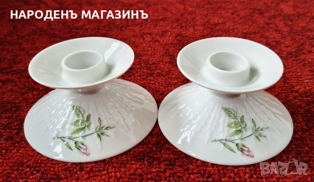 HUTSCHENREUTHER - Немски порцелан Двойка порцеланови свещници свещ 