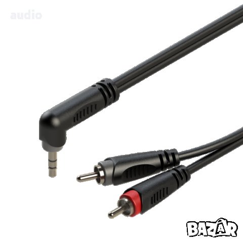 Кабел 3.5mm - 2Rca 2м ROXTONE ъглов жак, снимка 1