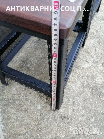Комплект Стари Метални Табуретки, Столчета, Стара Метална Табуретка, Столче, Черешово Дърво. , снимка 12 - Антикварни и старинни предмети - 42158078