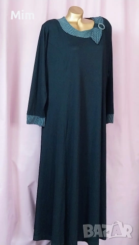 54 Черна свободна рокля от трико, снимка 3 - Рокли - 53921525