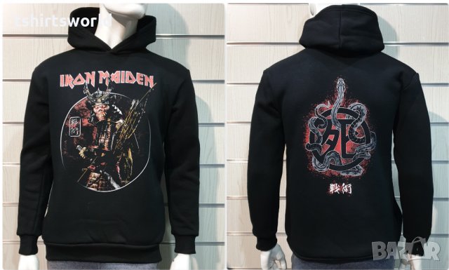 Нов мъжки суичър с дигитален печат на IRON MAIDEN - Senjutsu Samurai Eddie Snake Death С ГРЪБ
