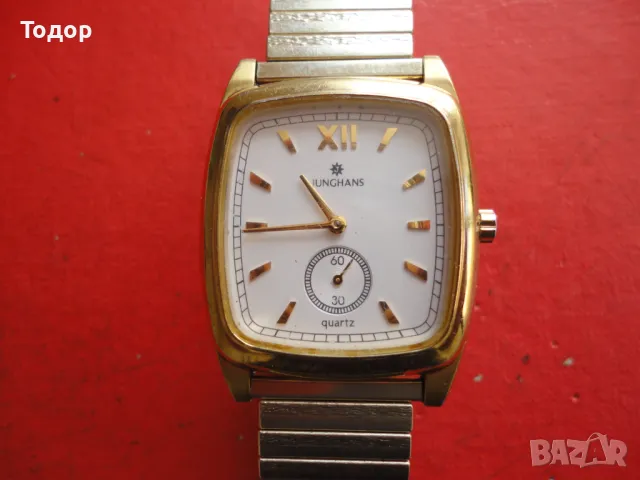 Невероятен позлатен часовник Junghans Quartz, снимка 7 - Мъжки - 47396442