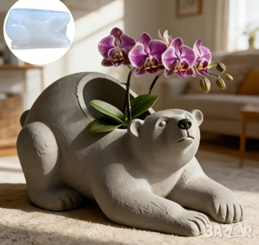 Молд кашпа бяла мечка 