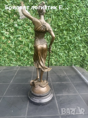 Бронзова статуетка на Темида (Богинята на правосъдието) – Sign. Mayer / Art Bronze France, снимка 3 - Антикварни и старинни предмети - 56034325