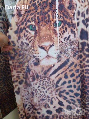 УНИКАЛНО КРАСИВА дълга рокля в леопардов принт с отворен гръб, снимка 4 - Рокли - 37396274