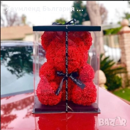 Мече от РОЗИ в кутия - ПОДАРЪК за Св. Валентин, снимка 3 - Други - 54355802