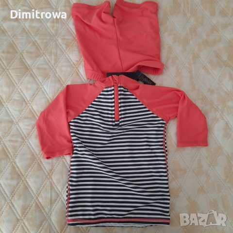 р-р86-92см 2 части с UV защита бански  момиче, снимка 2 - Бебешки бански - 42470828