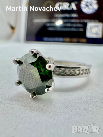 Сребърен пръстен с мойсанит (Диамант) 3 карата, снимка 9 - Пръстени - 53991226