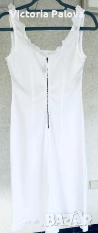 Бяла рокля BENETTON, памук, снимка 15 - Рокли - 41616341