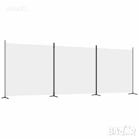 vidaXL Параван за стая, бял, 3 панела, 525x180 см, плат