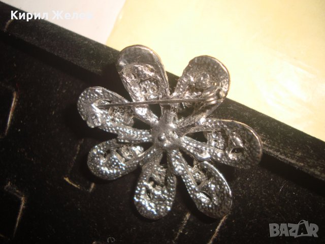 СТАРА СРЕБРИСТА СКЪПОЦЕННА ФЛОРАЛНА ВИНТИДЖ БРОШКА с БОХЕМСКИ ФАСЕТ КРИСТАЛИ 25082, снимка 3 - Други - 34528643