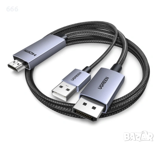 UGREEN 55329 HDMI към DP 4K кабел 2 м