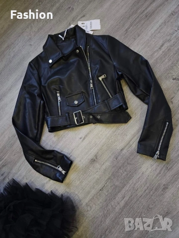 Ново уникално дамско черно кожено яке 2в1, снимка 6 - Якета - 53201888