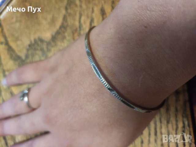 Сребърна гривна твърда,проба 950 (87), снимка 3 - Пръстени - 39469644