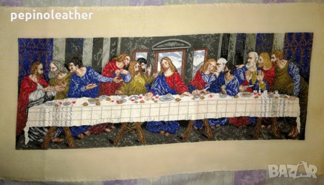 ГОБЛЕН Тайната Вечеря Леонардо Да Винчи 1948 Орхидея ДМЦ конци 24.5 cm / 64.5 cm, снимка 3 - Гоблени - 31026483