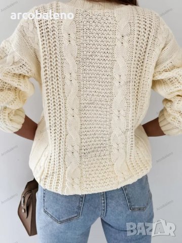 Нова ежедневна къса дамска жилетка (пуловер) с V-образно деколте и копчета, 3цвята , снимка 3 - Жилетки - 39893909