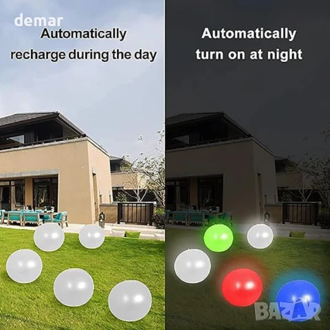 Hawofly 2 броя плаващи LED светлини за басейн, соларни надуваеми топки, 16 цвята, дистанционно, снимка 2 - Соларни лампи - 50925438